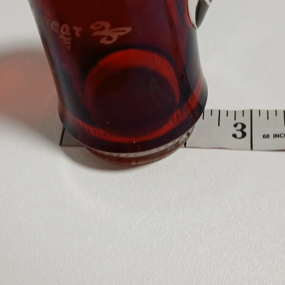 Ruby Red Stain Flash Glass Creamer to Clear Glass Handle Vintage 1907 - Picture 10 of 11